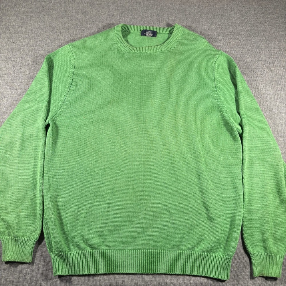 Brooks Brothers 346 Crewneck Sweater Mens Large Green‎ Pima Cotton Long Sleeve
